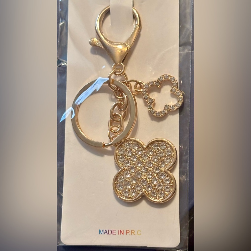 Gold Crystal Flower Keychain